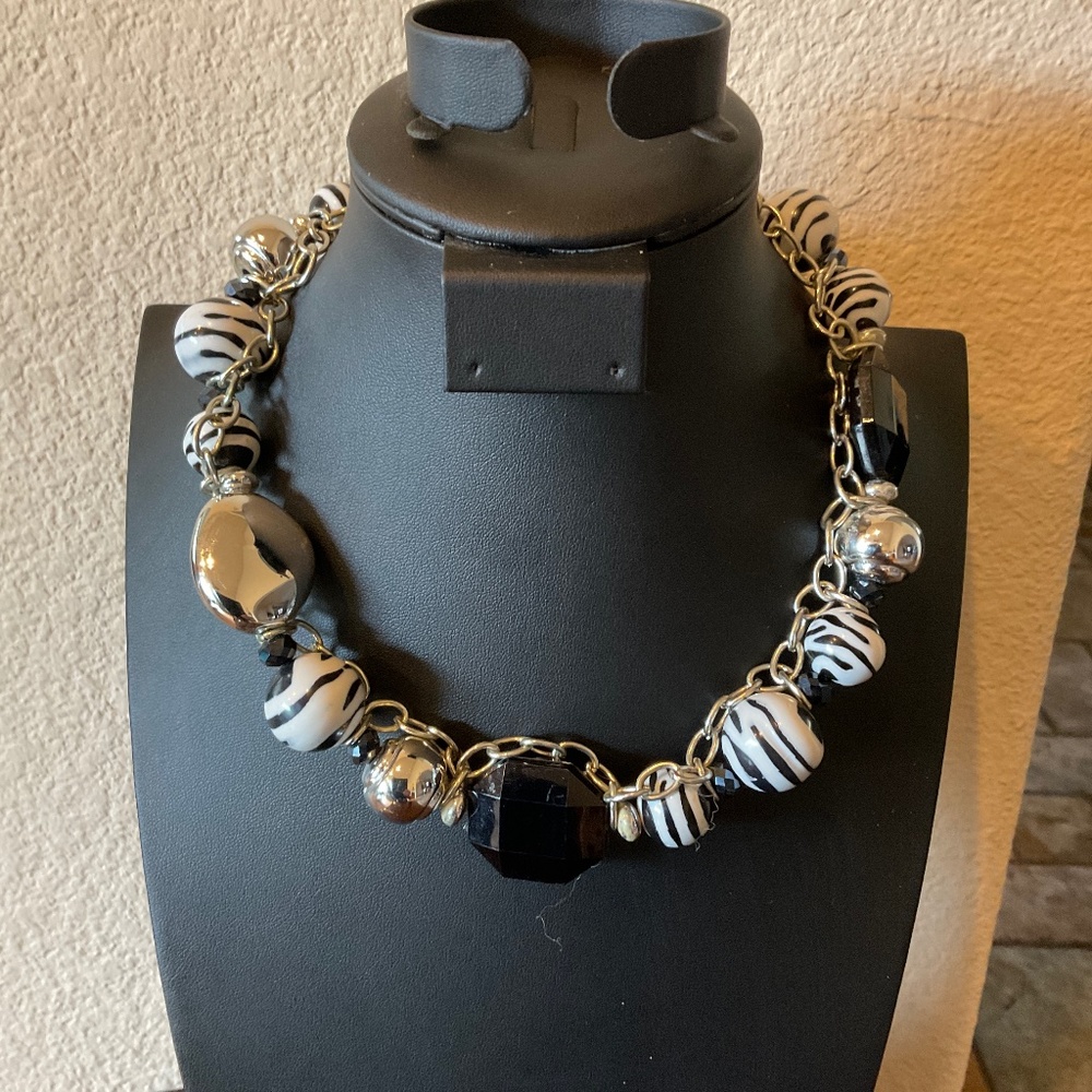 Black, White and Silver Necklace
